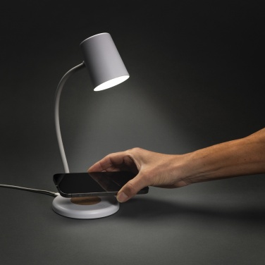 Logo trade business gift photo of: Zenara RCS recycled plastic and cork 15W wireless desk lamp