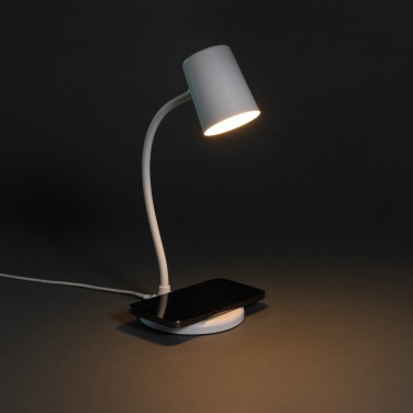Logo trade promotional items picture of: Zenara RCS recycled plastic and cork 15W wireless desk lamp