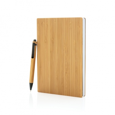 Logo trade business gifts image of: A5 Bamboo notebook & pen set