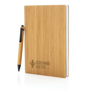 Logo trade corporate gift photo of: A5 Bamboo notebook & pen set