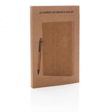 Logotrade promotional merchandise photo of: A5 Bamboo notebook & pen set