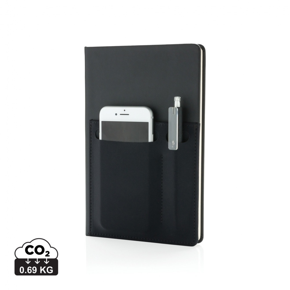 Logo trade promotional items image of: A5 Deluxe notebook with smart pockets