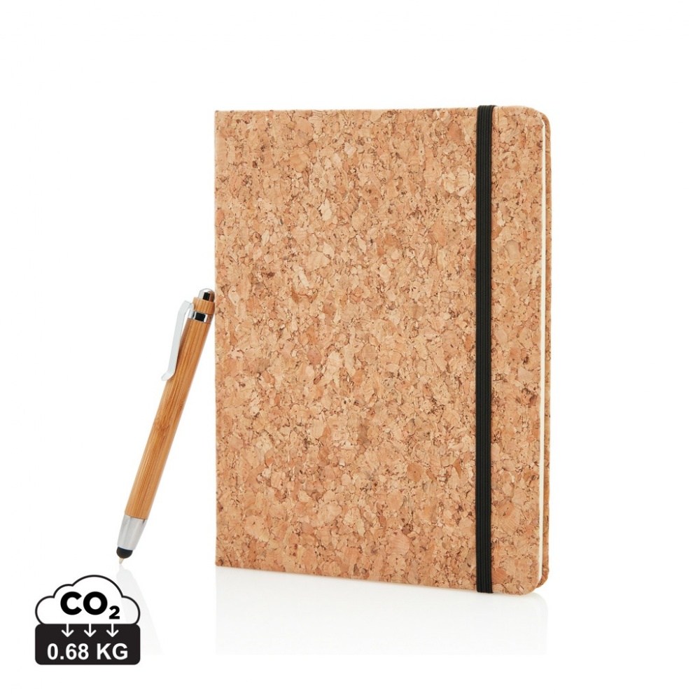 Logo trade advertising products image of: A5 notebook with bamboo pen including stylus