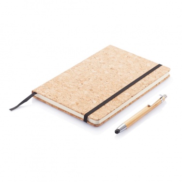 Logo trade corporate gift photo of: A5 notebook with bamboo pen including stylus