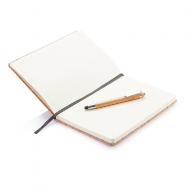 Logo trade promotional products picture of: A5 notebook with bamboo pen including stylus