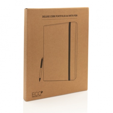 Logo trade promotional merchandise photo of: Deluxe cork portfolio A4 with pen