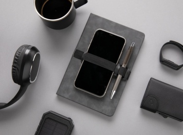 Logo trade promotional items picture of: Deluxe hardcover PU notebook A5 with phone and pen holder