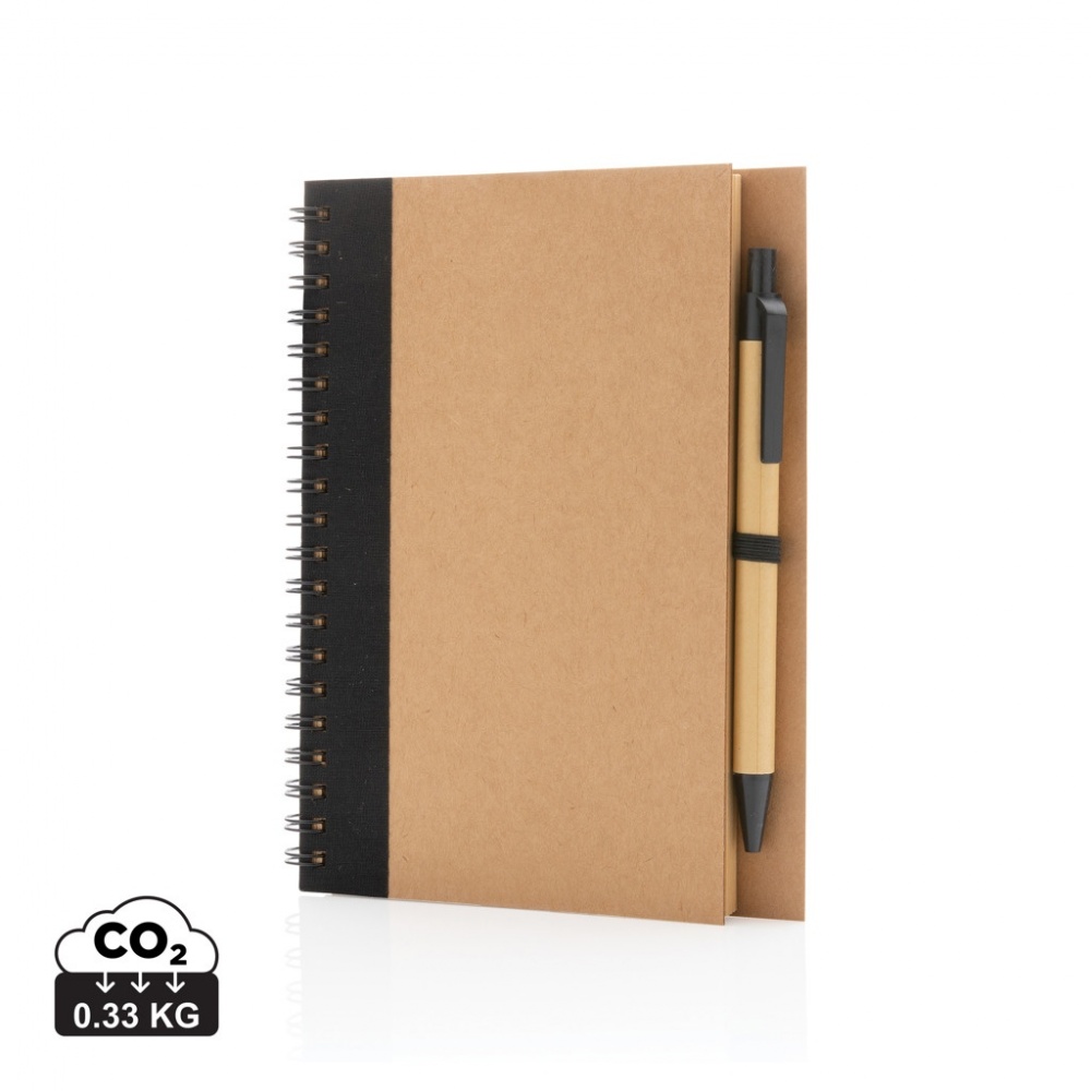 Logo trade promotional gifts image of: Kraft spiral notebook with pen