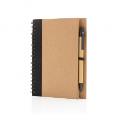 Logo trade promotional merchandise image of: Kraft spiral notebook with pen