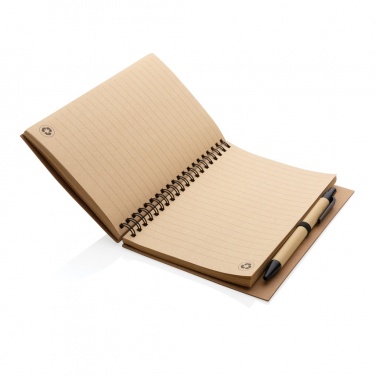 Logo trade advertising product photo of: Kraft spiral notebook with pen