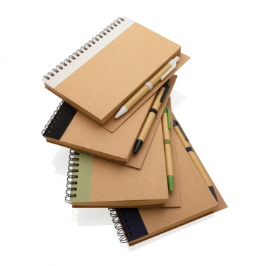 Logo trade promotional products image of: Kraft spiral notebook with pen