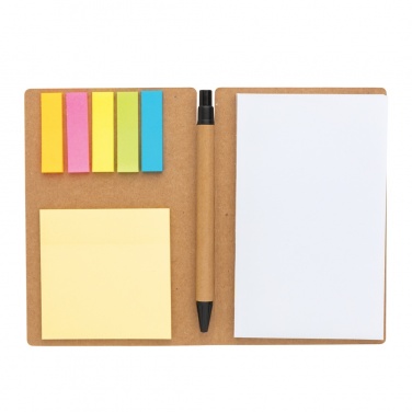 Logo trade promotional gifts picture of: Kraft sticky notes A6 booklet with pen