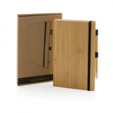 Logotrade corporate gift picture of: Bamboo notebook and infinity pencil set
