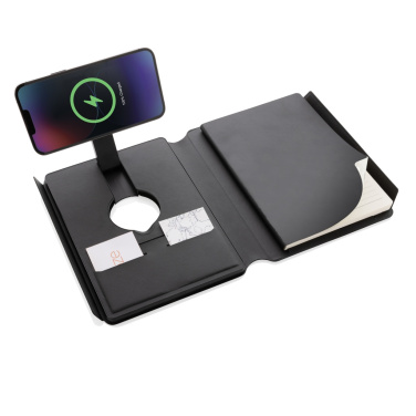 Logo trade promotional items picture of: Swiss Peak RCS rePU notebook with 2-in-1 wireless charger