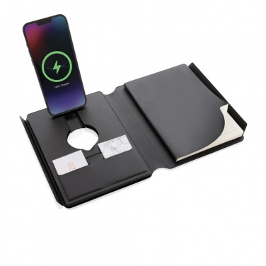 Logo trade advertising products picture of: Swiss Peak RCS rePU notebook with 2-in-1 wireless charger