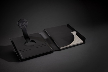 Logo trade advertising product photo of: Swiss Peak RCS rePU notebook with 2-in-1 wireless charger