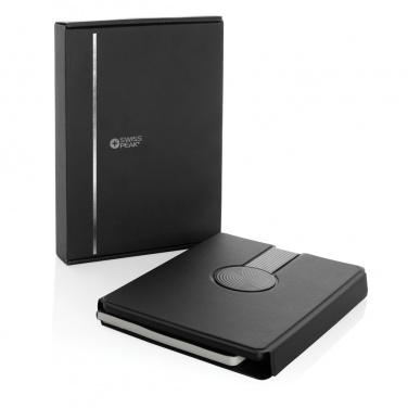 Logotrade corporate gift image of: Swiss Peak RCS rePU notebook with 2-in-1 wireless charger