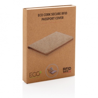 Logo trade business gifts image of: Cork secure RFID passport cover