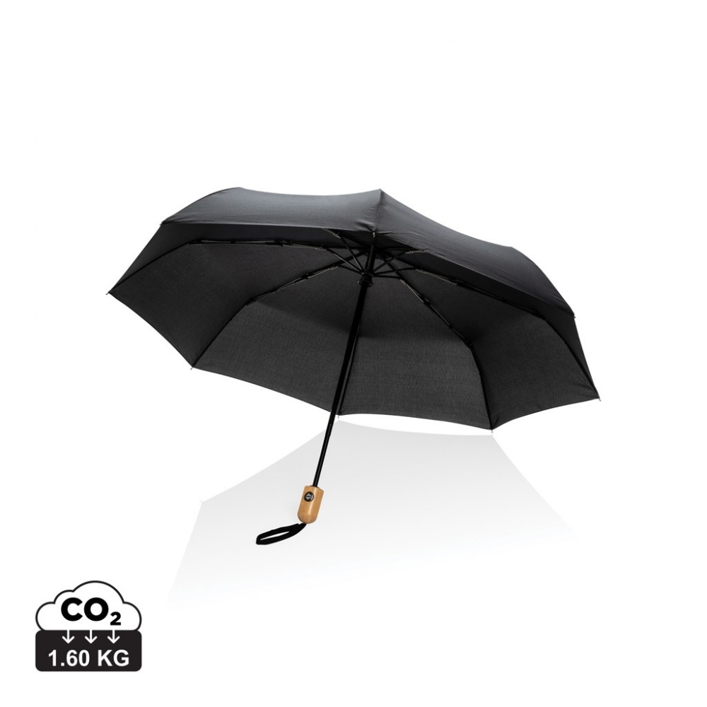 Logotrade promotional merchandise image of: 21" Impact AWARE™ RPET 190T bamboo auto open/close umbrella
