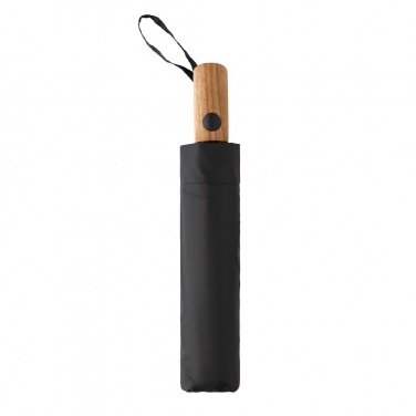 Logo trade promotional gift photo of: Kaycey 21" AWARE™ RPET Acacia wood mini auto open umbrella