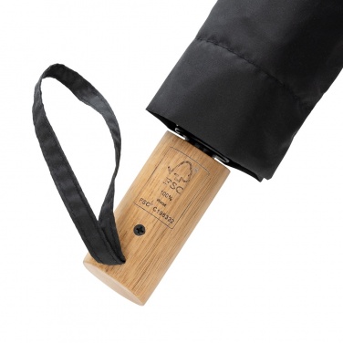 Logo trade promotional products picture of: Kaycey 21" AWARE™ RPET Acacia wood mini auto open umbrella