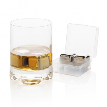 Logo trade promotional item photo of: Re-usable stainless steel ice cubes 4pc