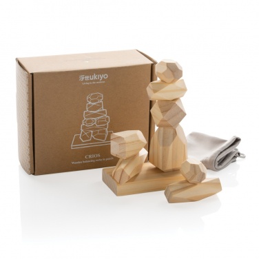 Logo trade promotional items image of: Ukiyo Crios wooden balancing rocks in pouch