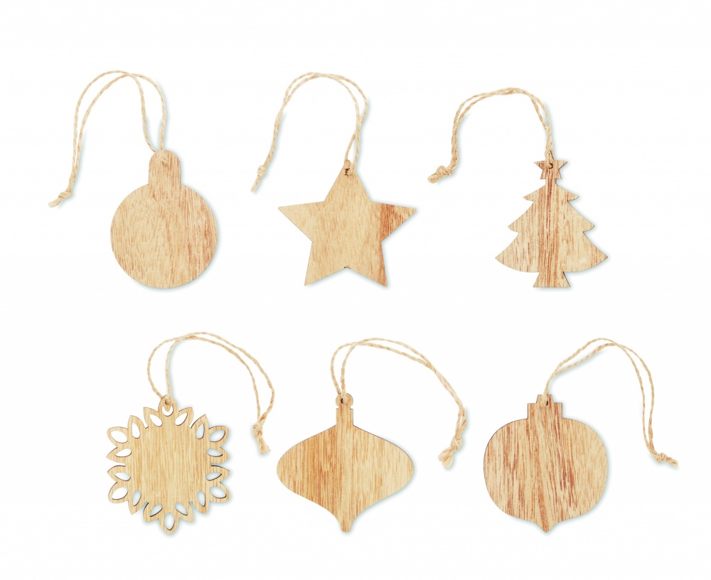 Logotrade advertising products photo of: Set of wooden Xmas ornaments