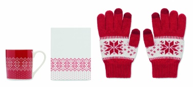 Logo trade business gift photo of: Winter gift mug and gloves set