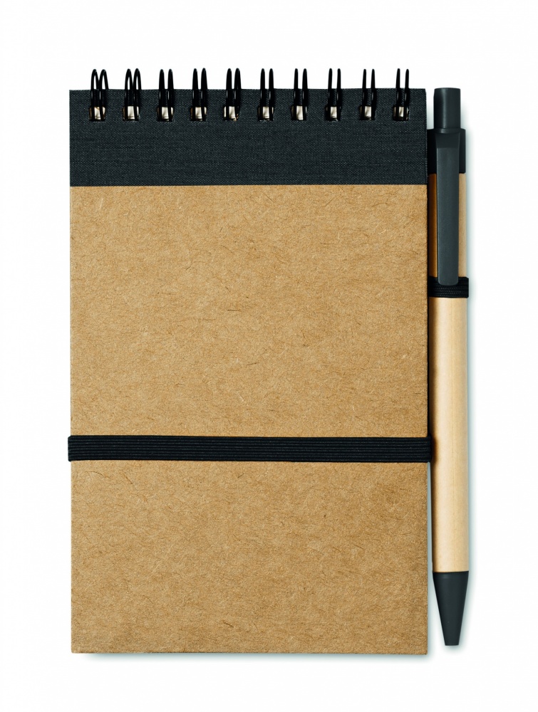Logo trade promotional gift photo of: A6 recycled notepad with pen
