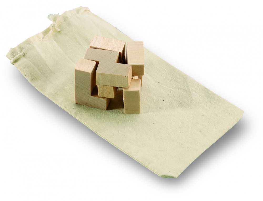 Logotrade advertising product picture of: Wooden puzzle in cotton pouch