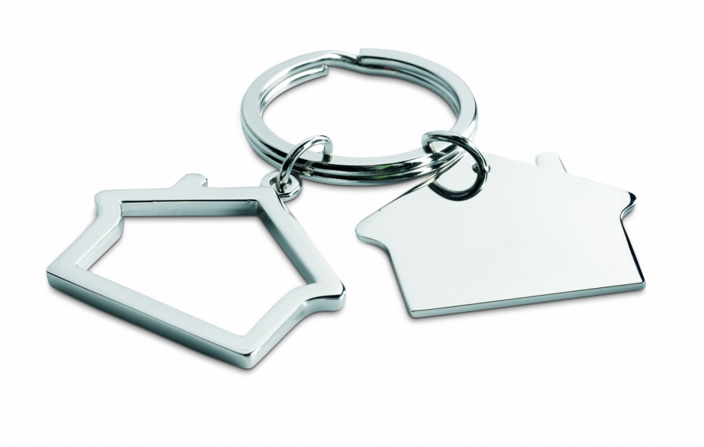 Logotrade advertising products photo of: Metal key ring house shape Jyvaskyla
