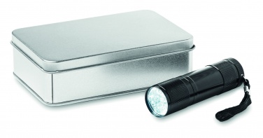 Logo trade promotional merchandise image of: LED torch in tin box