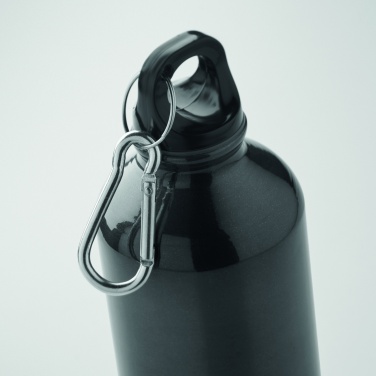 Logo trade promotional items image of: 500 ml single-walled water bottle made of recycled aluminum with a carabiner