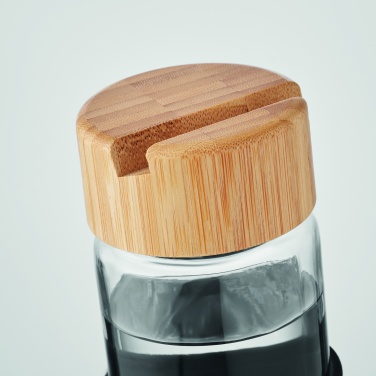 Logo trade corporate gifts image of: Glass bottle bamboo lid 600ml