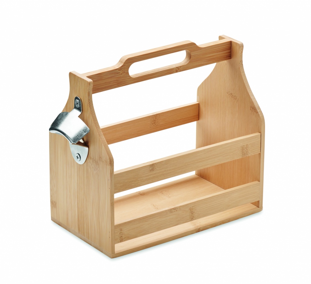 Logo trade advertising products image of: 6 beer crate in bamboo