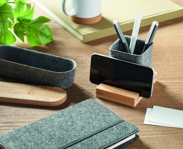 Logo trade promotional giveaways image of: RPET felt pen pot phone stand