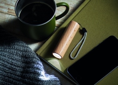 Logo trade promotional products image of: Beech wood rechargeable torch