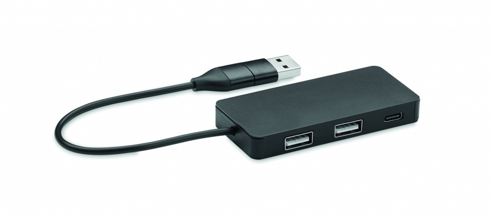 Logo trade business gifts image of: 3 port USB hub with 20cm cable