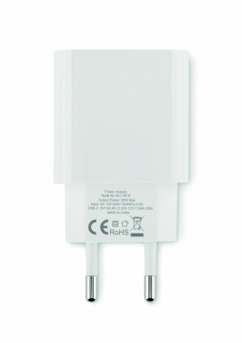 Logo trade advertising product photo of: 20W 2 port USB charger EU plug