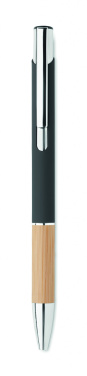 Logo trade promotional merchandise picture of: Ballpoint pen made of aluminum with a bamboo grip
