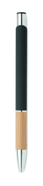Logo trade promotional merchandise photo of: Ballpoint pen made of aluminum with a bamboo grip