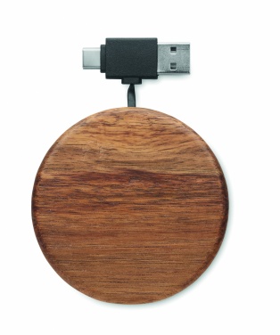 Logo trade promotional items picture of: Wireless charger in acacia 15W