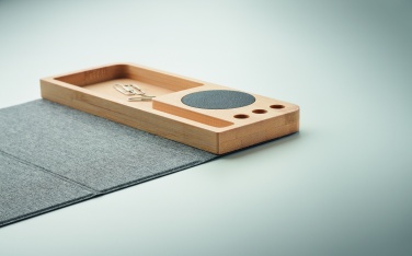 Logo trade business gift photo of: Wireless charger in bamboo 15W