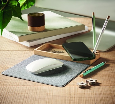 Logo trade promotional giveaway photo of: Wireless charger in bamboo 15W