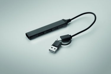 Logo trade promotional giveaways image of: USB 4 port hub 19 cm