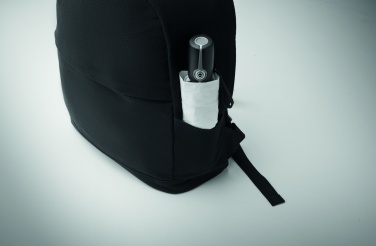 Logo trade promotional products image of: A 15-inch laptop backpack made of recycled pre-consumer cotton and recycled polyester with customizable printing.