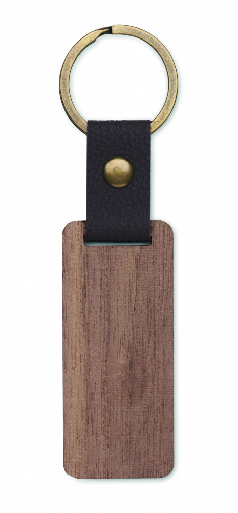 Logo trade advertising product photo of: Key ring in walnut and PU Kokkola