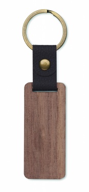 Logo trade promotional giveaway photo of: Key ring in walnut and PU Kokkola