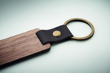 Logotrade promotional product image of: Key ring in walnut and PU Kokkola